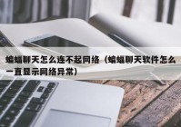 蝙蝠聊天怎么连不起网络（蝙蝠聊天软件怎么一直显示网络异常）