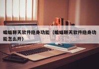 蝙蝠聊天软件隐身功能（蝙蝠聊天软件隐身功能怎么开）