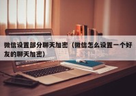 微信设置部分聊天加密（微信怎么设置一个好友的聊天加密）
