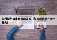如何做个加密聊天网站呢（加密聊天软件哪个最火）