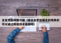 企业密信网赌诈骗（被企业密信骗走的钱真的可以通过网络技术追回吗）
