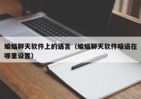 蝙蝠聊天软件上的语言（蝙蝠聊天软件暗语在哪里设置）