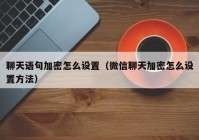 聊天语句加密怎么设置（微信聊天加密怎么设置方法）