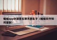 蝙蝠app创建匿名聊天群名字（蝙蝠软件如何建群）