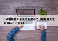 bat蝙蝠聊天今天怎么用不了（蝙蝠聊天怎么用bat id登录）