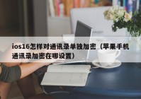 ios16怎样对通讯录单独加密（苹果手机通讯录加密在哪设置）