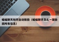 蝙蝠聊天如何自动销毁（蝙蝠聊天怎么一键撤回所有信息）