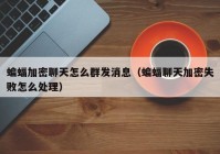 蝙蝠加密聊天怎么群发消息（蝙蝠聊天加密失败怎么处理）