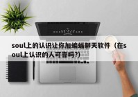 soul上的认识让你加蝙蝠聊天软件（在soul上认识的人可靠吗?）