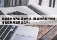 蝙蝠密聊聊天记录被删除（蝙蝠聊天软件删除好友后聊天记录还在吗）