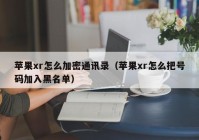 苹果xr怎么加密通讯录（苹果xr怎么把号码加入黑名单）
