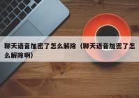 聊天语音加密了怎么解除（聊天语音加密了怎么解除啊）