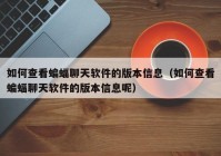 如何查看蝙蝠聊天软件的版本信息（如何查看蝙蝠聊天软件的版本信息呢）