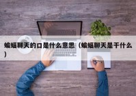蝙蝠聊天的口是什么意思（蝙蝠聊天是干什么）
