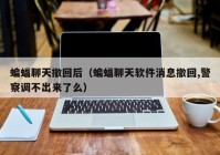 蝙蝠聊天撤回后（蝙蝠聊天软件消息撤回,警察调不出来了么）