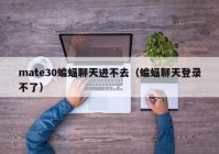 mate30蝙蝠聊天进不去（蝙蝠聊天登录不了）